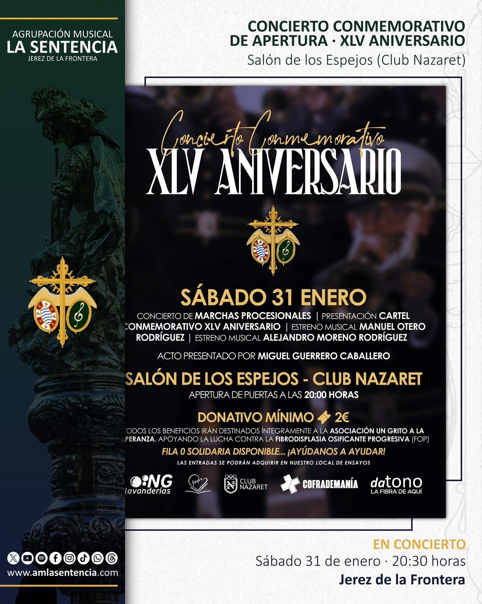 La Sentencia celebra su XLV Aniversario con un concierto benéfico en el Club Nazaret