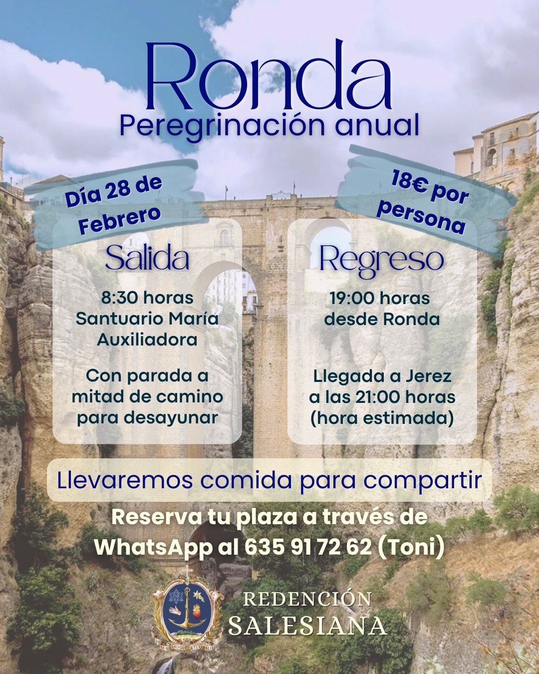 La Redención Salesiana pone rumbo a Ronda en su peregrinación anual