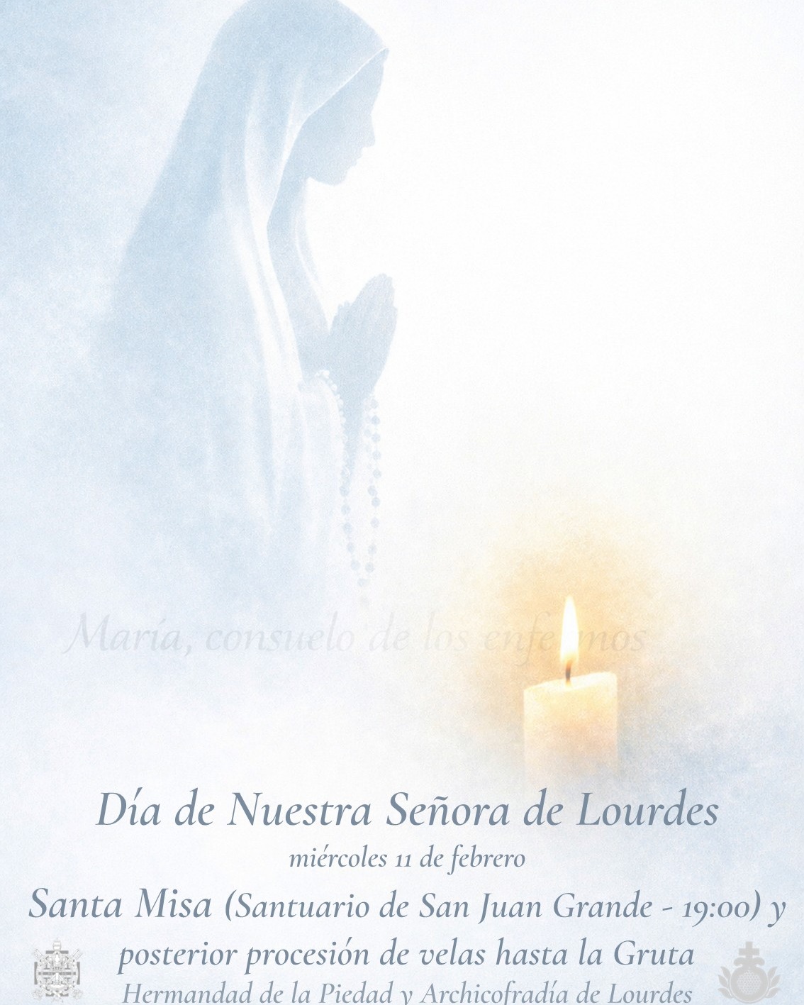 La Piedad celebra la festividad de la Virgen de Lourdes con su tradicional procesión de velas