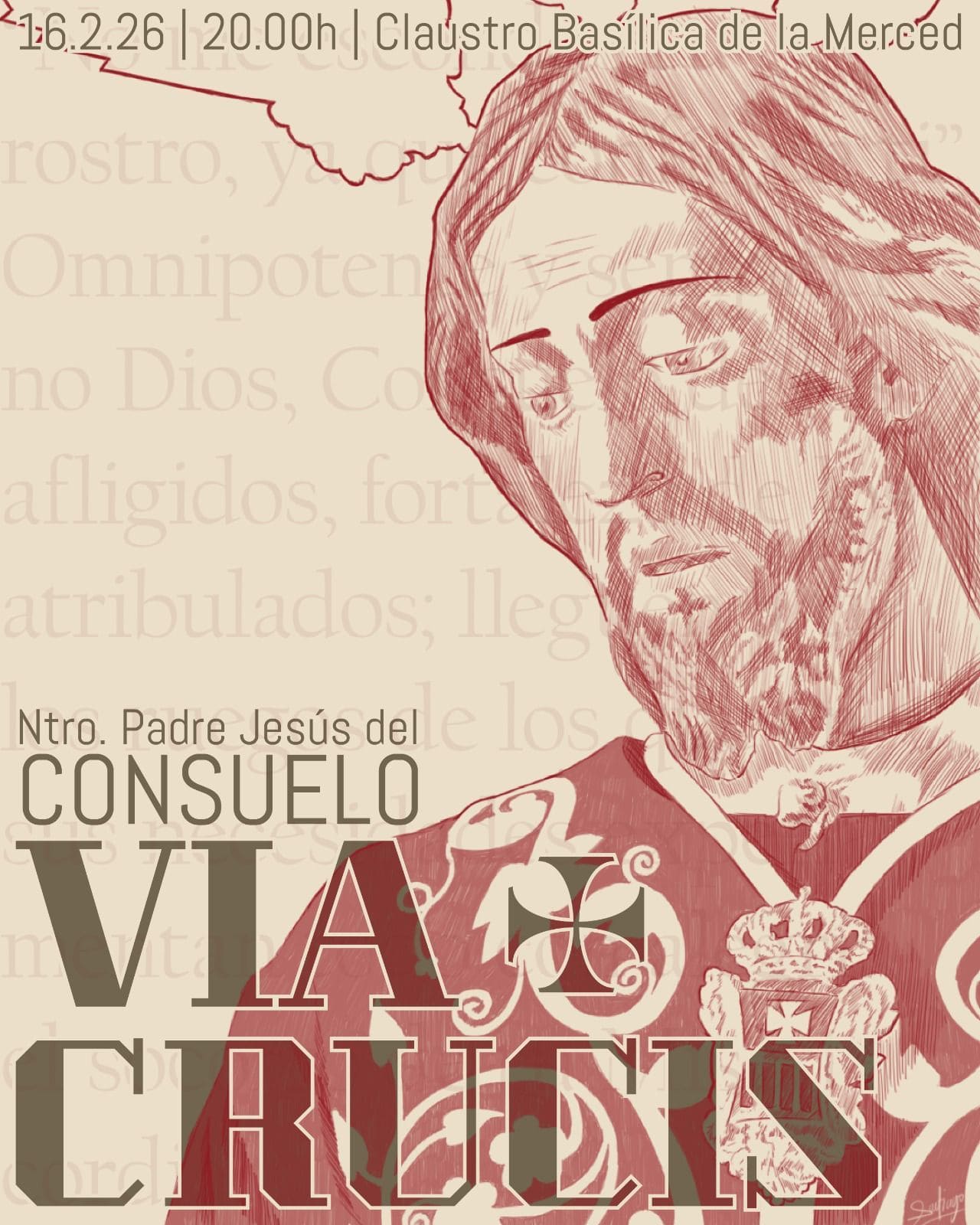 El Señor del Consuelo recorrerá el Claustro de la Merced en Solemne Vía Crucis