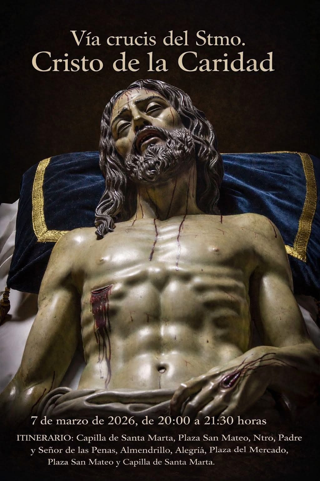 El Cristo de la Caridad recorrerá el barrio de San Mateo en su Solemne Vía Crucis